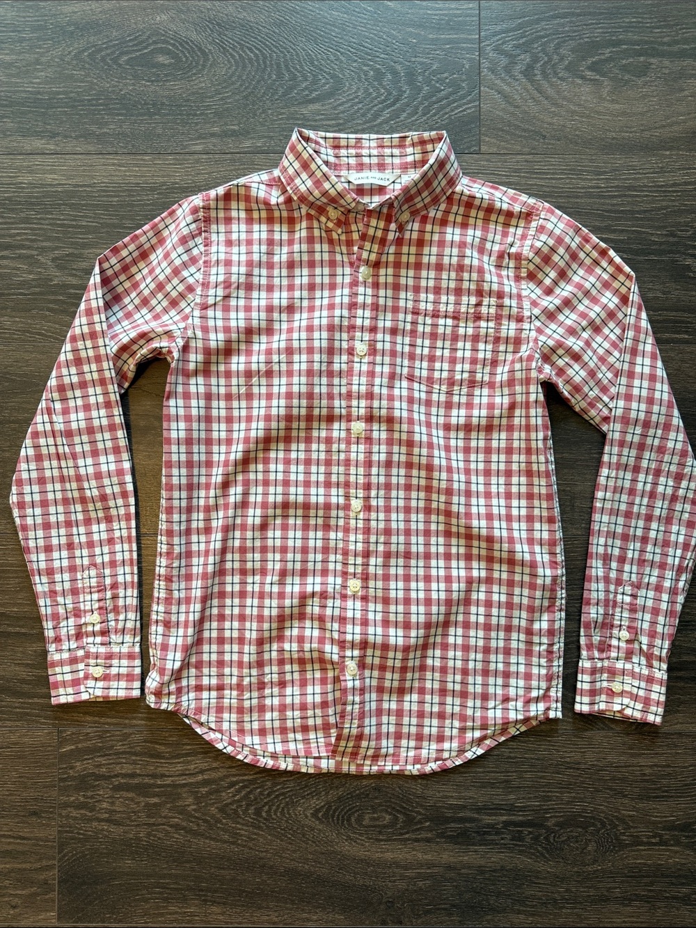 Janie and Jack Boys Mauve and White Plaid Button-Down Shirt